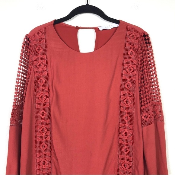 ASTR The Label Rust Crochet Detail Long Sleeve Top - Picture 4 of 8